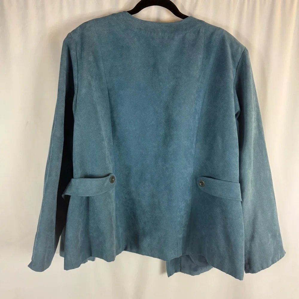Dress Barn Women's 20 W dressy blazer jacket turquoise faux suede